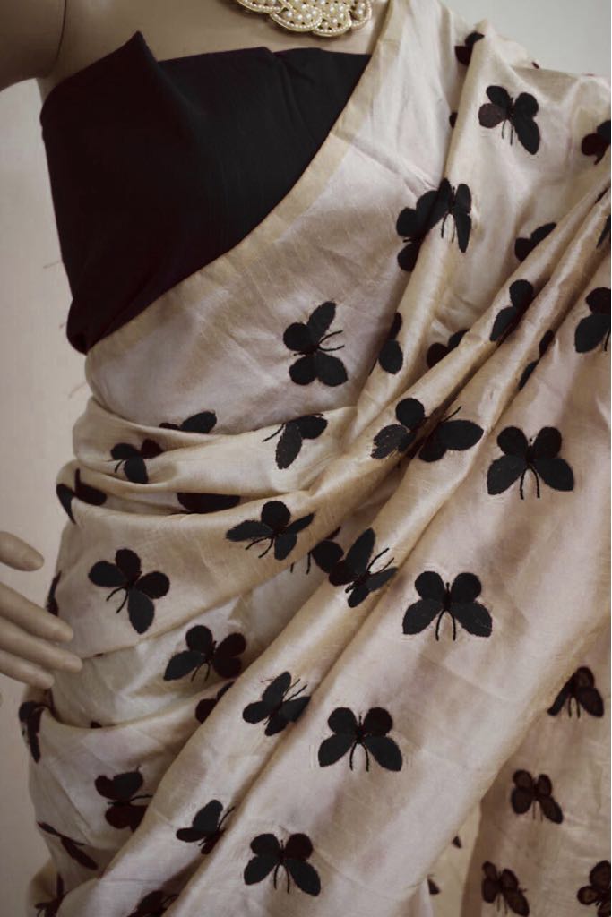 new designer zarna silk butterfly embroidered saree