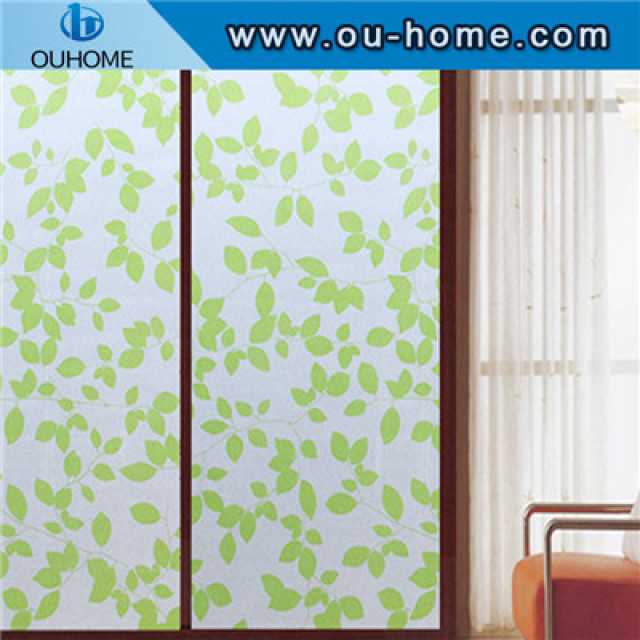 BT847 Stained green leaves glass privacy window film