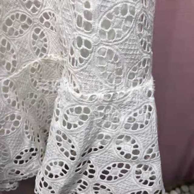 Quality pure 100% cotton fabric white lace embroidery