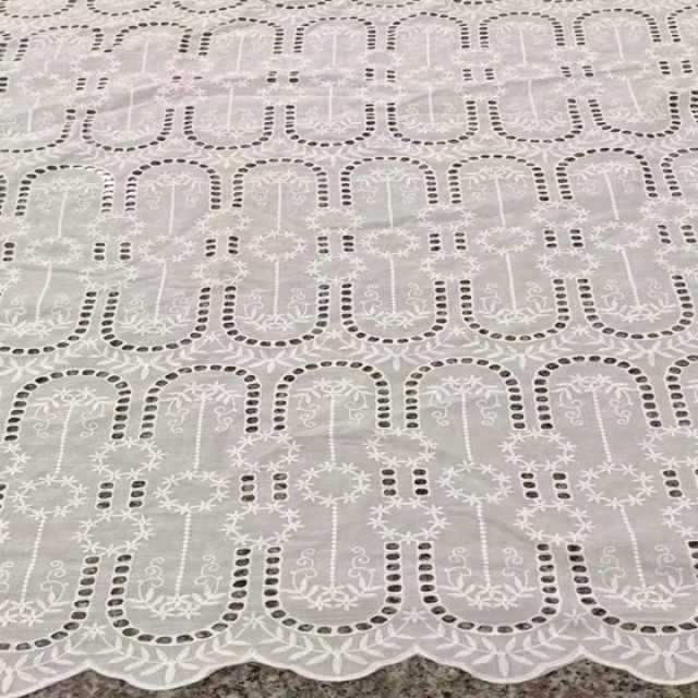 swiss hollow out embroidered cotton lace fabric