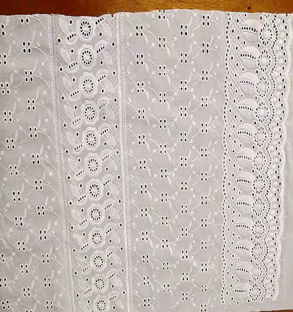 Swiss Lace Cotton Voile Embroidered Fabric - High-Quality Textile