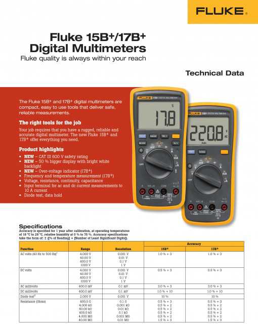 Fluke 17B+ Digital Multimeter - Reliable Tools for Efficient Measurements