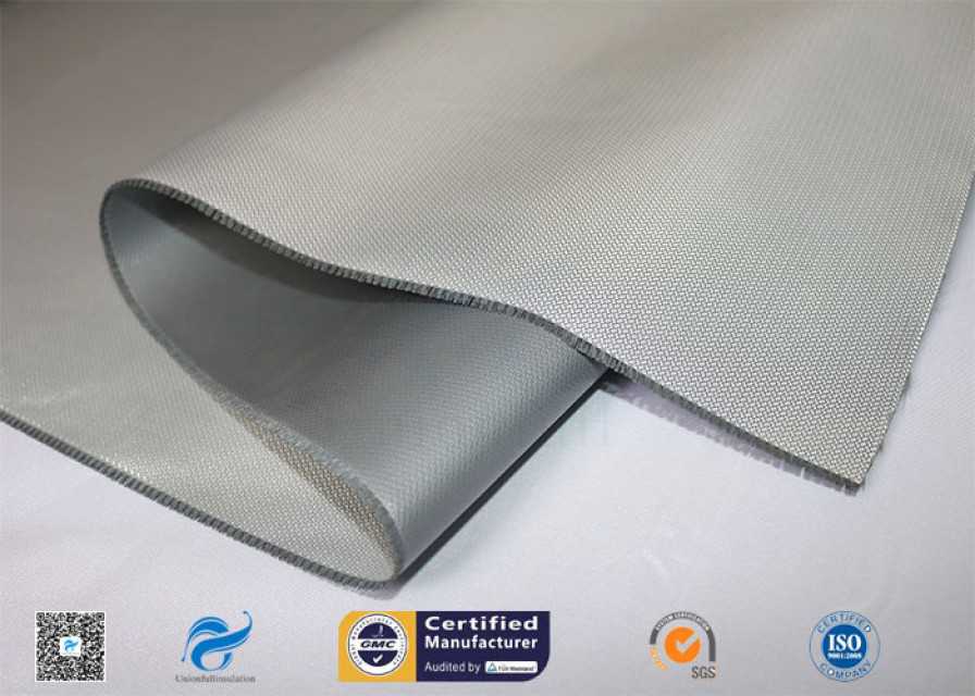 0.45mm High Temperature Resistant Silver Grey Silicone Coated Fibergla