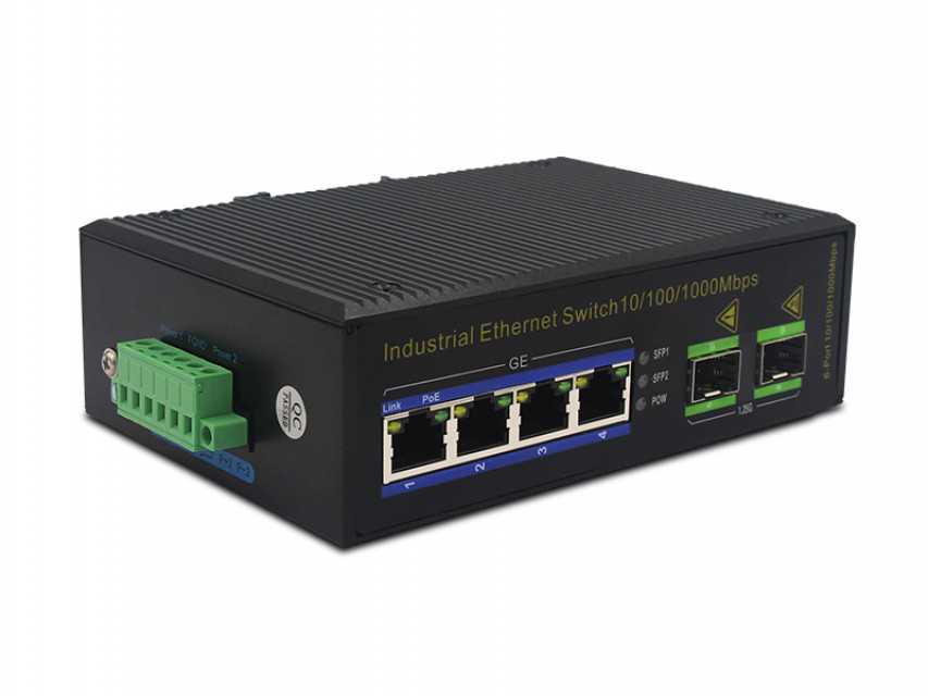 Gigabit 2 Fiber Ports 4 Electric Ports Industrial Ethernet switch