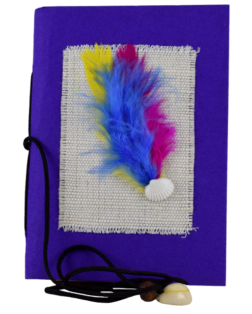 Feather Pocket Notebook - Colorful Handmade Jute Craft