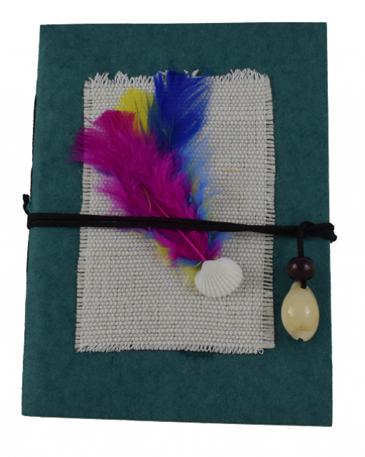 Feather Pocket Notebook - Colorful Handmade Jute Craft