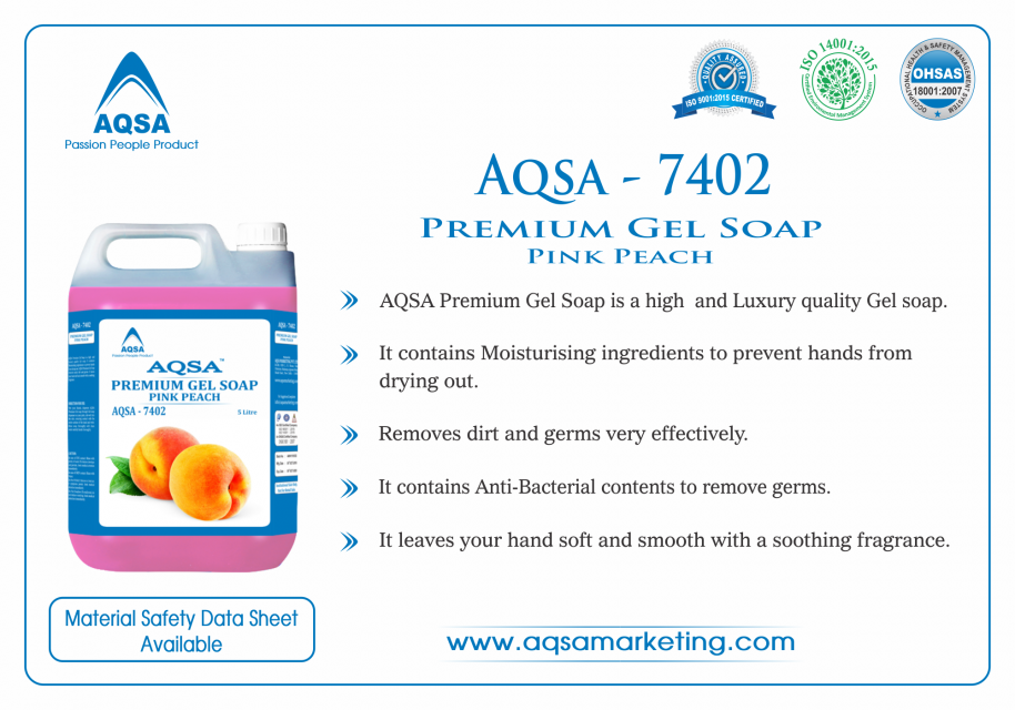 Premium Gel Soap Pink Peach (AQSA – 7402) - High-Quality Luxury Gel Soap