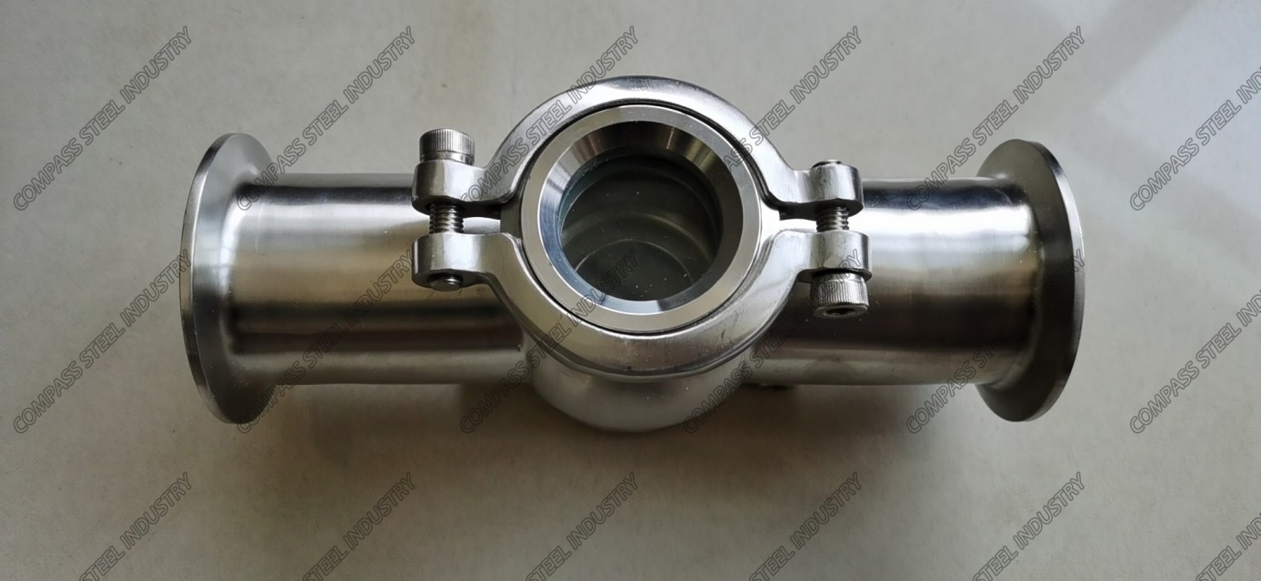 CS-SGUBC Cross Type Stainless Steel Clamp End Sight Glass - Reliable Tank and Boiler Observation Solution