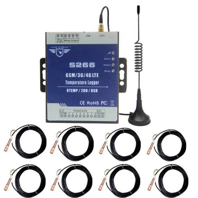 S266 GSM/3G/4G Temperature Data Logger（8T+2DO）