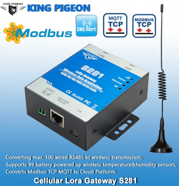 S281 Cellular Lora Gateway (GPRS/3G/4G/Ethernet+Lora)