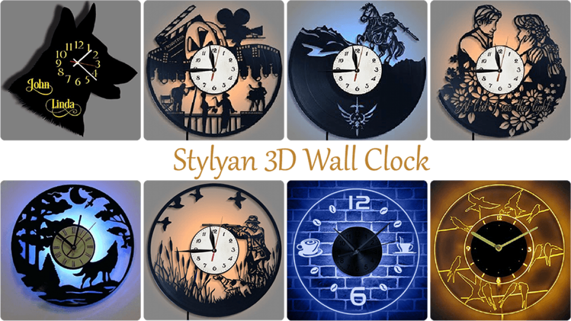 Customizable 3D LED Wall Clock - Stylyan