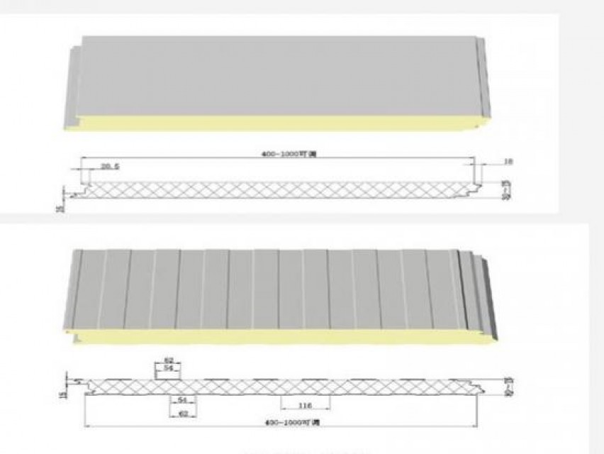 100mm Polyurethane Sandwich Panel For Metal Wall Cladding System