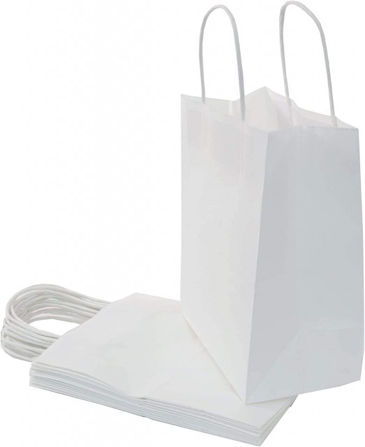 Eco-Friendly White Paper Bags - Durable, Reusable, Wholesale