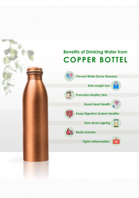 Copper Water Bottle - Pure Copper 1L BPA-Free Flask