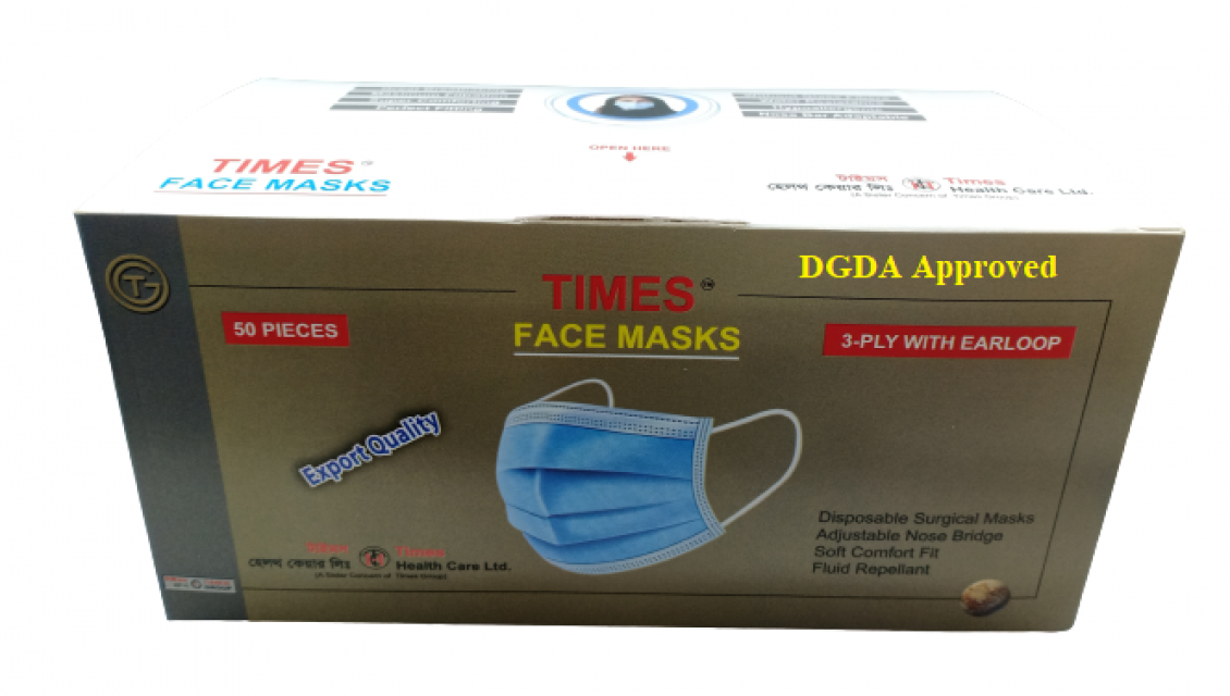 Times Surgical Face Mask - DGDA Approved, 50 Pcs Box, Wholesale Rates