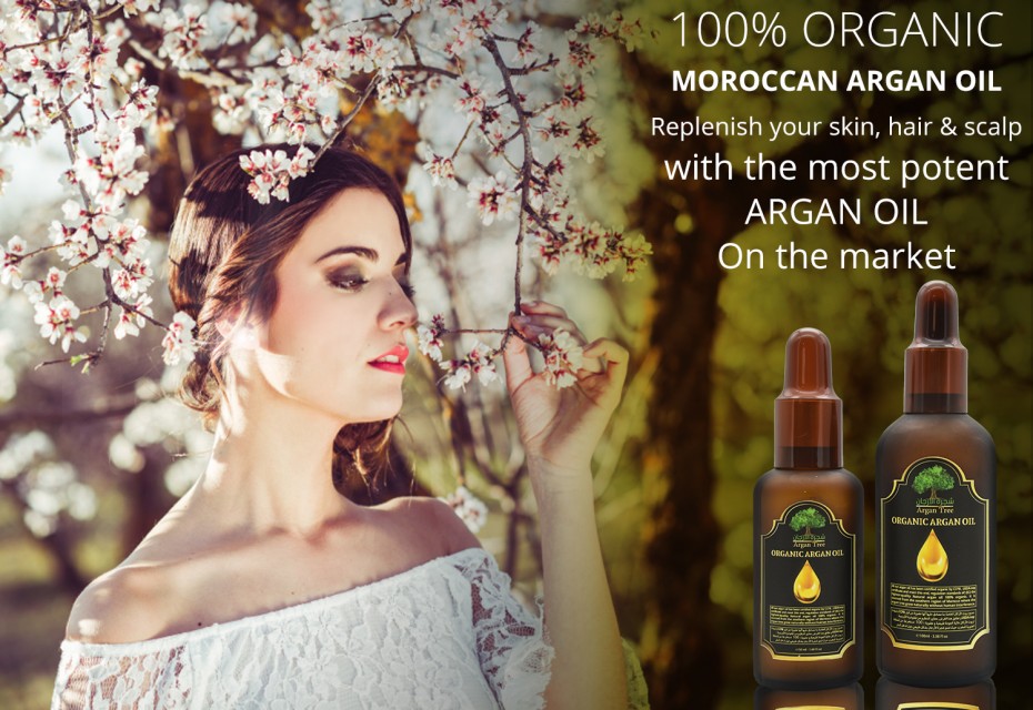 100% Bio certified Organic Argan oil in glass bottle with dropper :