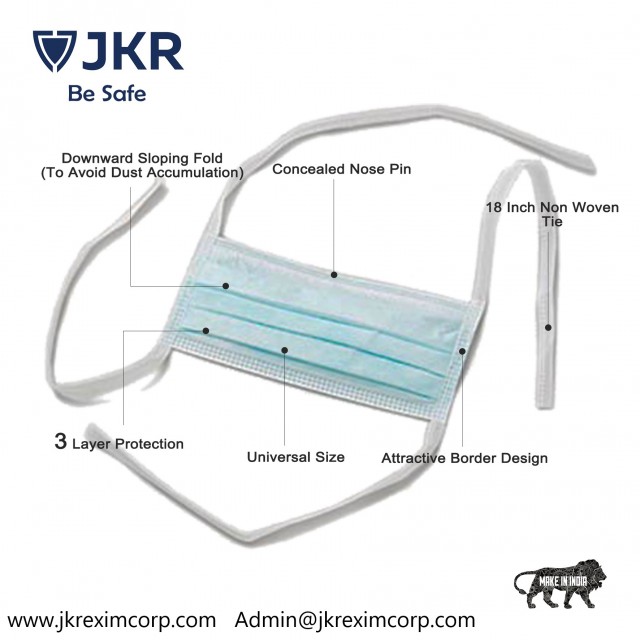 JKR 3 Ply Surgical Disposable Face Mask - High Filtration Efficiency for Health