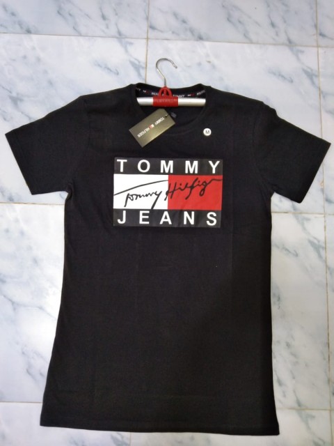Tommy Black Navy Grey Men’s T-shirt 100% Cotton Slim Fit