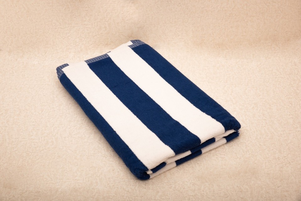 Premium Cotton Pool Towel - 750 GSM, Blue-White