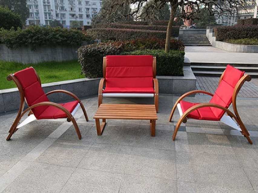 Modern Larch Wood Outdoor Sofa Set - OS01