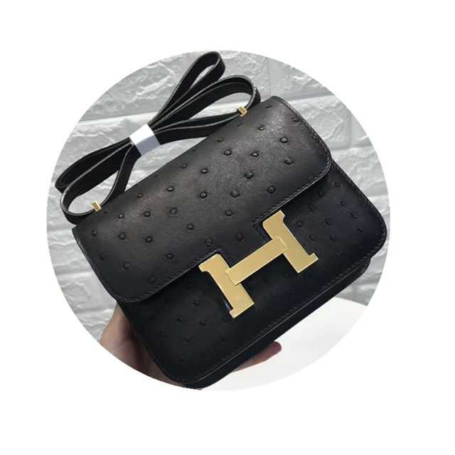 Ostrich Leather Women's Fashion Square Bag - Premium Quality Handbags