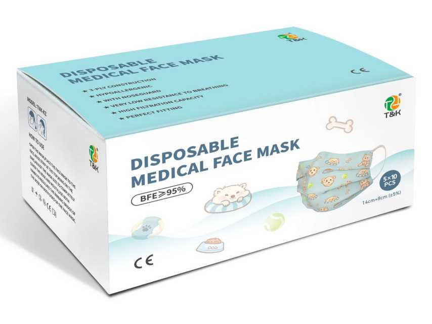 Type I Medical Disposable Mask for Kids (Cartoon) - Bacterial Filtration Efficiency ≥95%"
