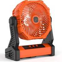 8 Inch Portable Camping Fan With Led Lantern, 10000mah