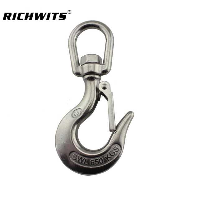 Swivel Eye Slip Hook Safety Latch Lifting Hoisting Crane Chain Hook