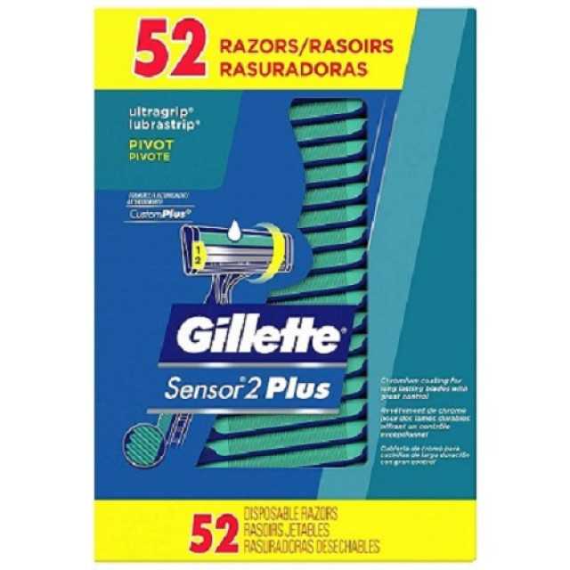 Men's Gillette Sensor Plus2 Disposable Razor With Powder Lubrastrip 52