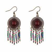 Colorful Beads Alloy Drop Tassel Wholesale Earrings