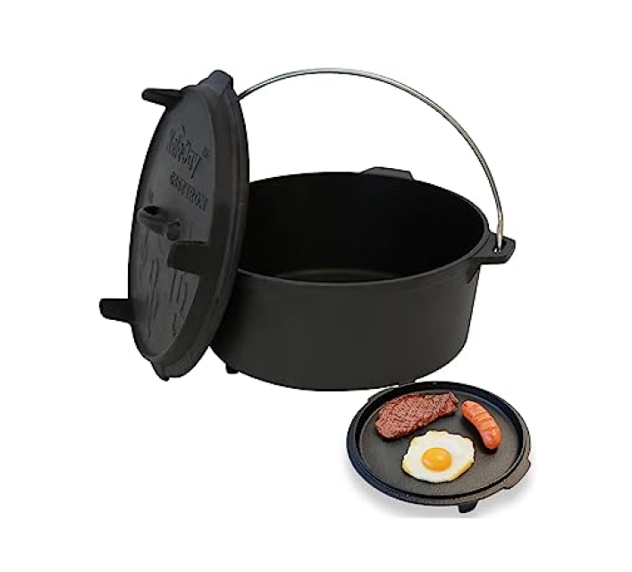 Camping Cast Iron Dutch Ovens With Three Legs - Quality Cookware for Outdoor Cooking