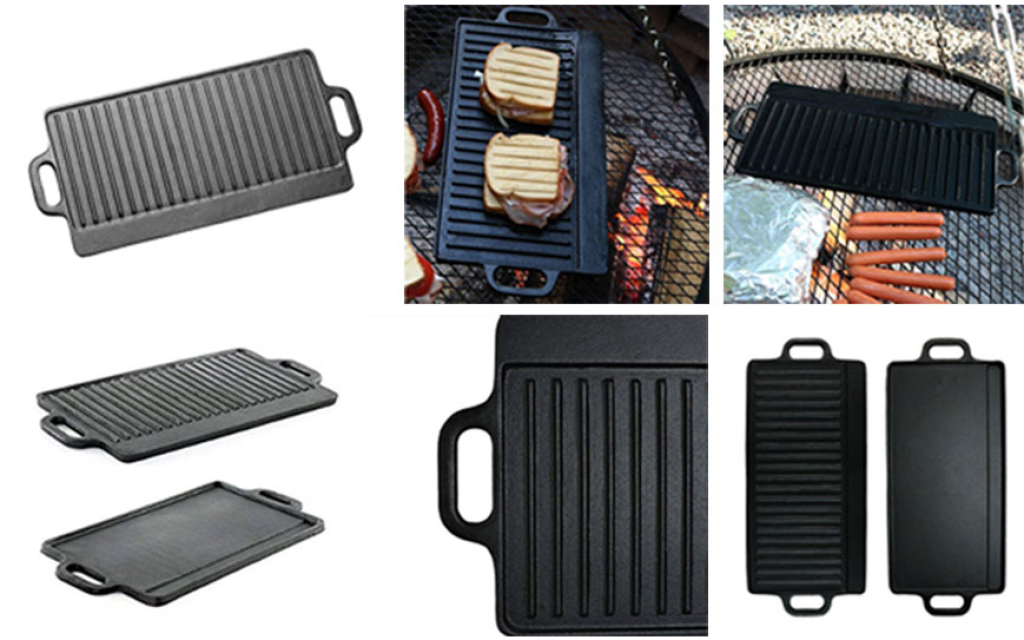 Double-Sided Cast Iron Grill Plate - Cooking Surface for Delicious Meals