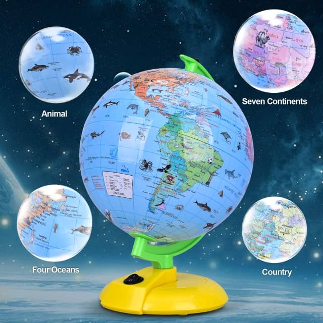 Dipper 8 " LED Night Light Map Learning Desktop Globe