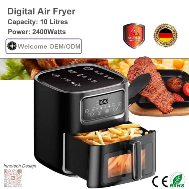 Digital Air Fryer - High Capacity, Temperature Control, Non-stick Coating