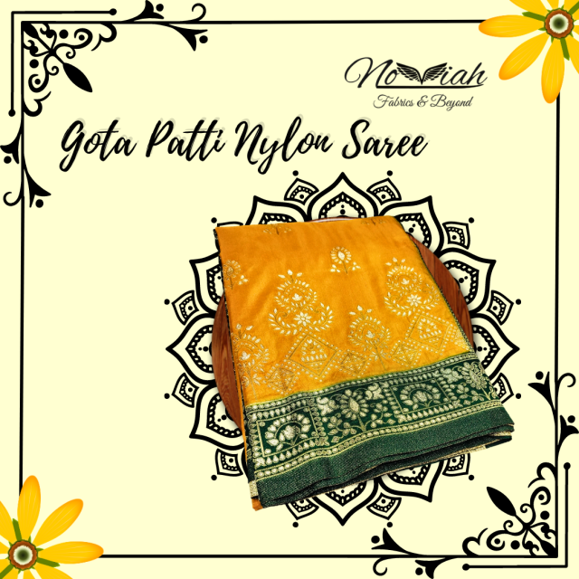 Yellow Gota Patti Nylon Saree - Wholesale Supplier from India