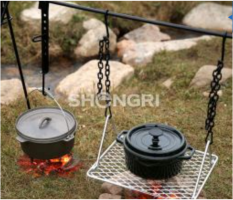 Portable Outdoor Quadripod Grill and Camping Hanger Stand with Hook