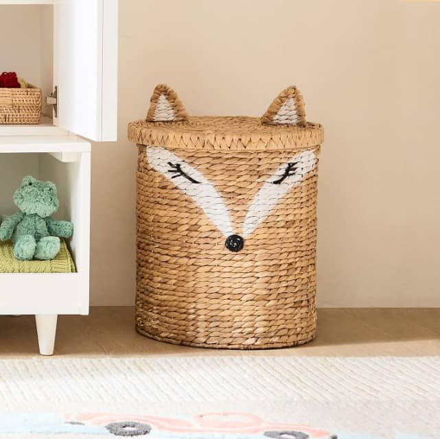 Water Hyacinth Laundry Storage Wicker Basket for Animal Fox Bear