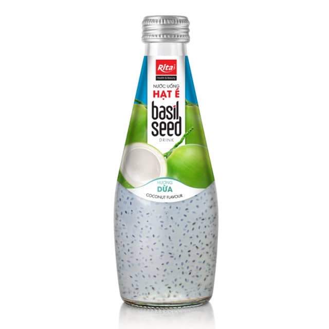 Basil Seed Drink With Kiwi Flavor 290ml with Glass Bottle