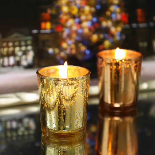 Plated Glass Votive Candle Holders for Festive Decor