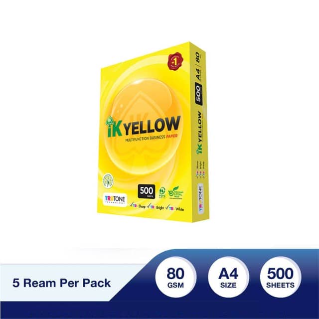 IK Yellow A4 80 GSM Copy Paper - Premium Quality Printing Paper