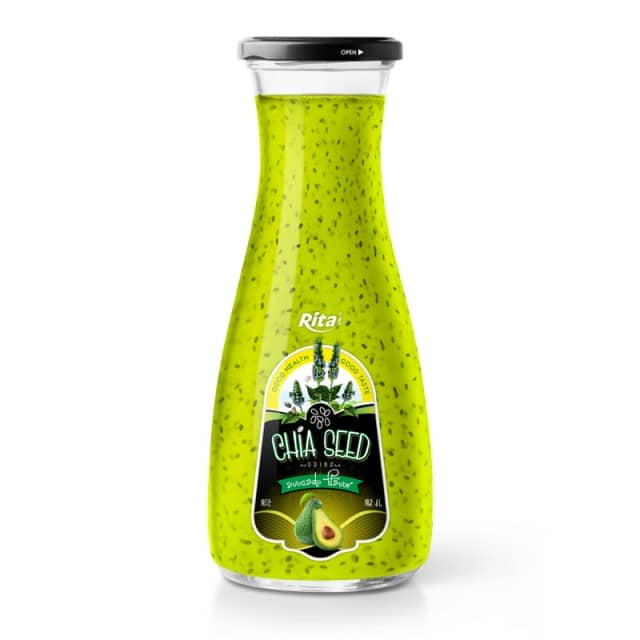 1000ml Glass Bottle Chia Seed Drink With Strawberry Flavor