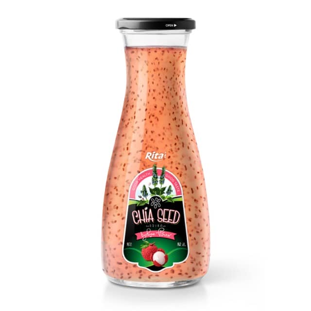 1000ml Glass Bottle Chia Seed Drink With Strawberry Flavor