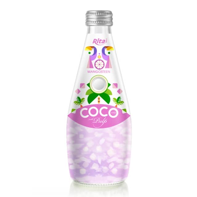 Coconut Water With Pulp Orange Flavor in 290ml Glass Bottle