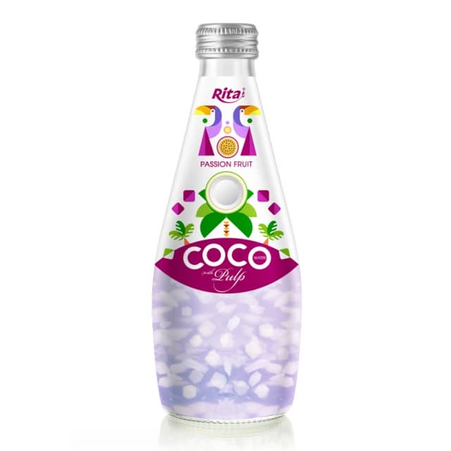 Coconut Water With Pulp Orange Flavor in 290ml Glass Bottle