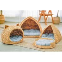 Handcrafted Water Hyacinth Woven Pet Bed for Dogs and Cats