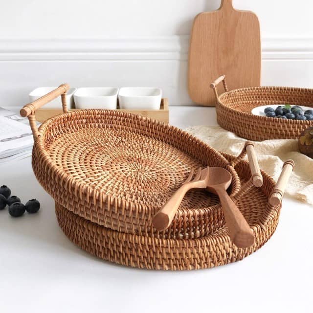 Wicker Round Rattan Woven Tray for Stylish Table Service - Vietnam