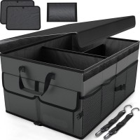 Collapsible Car Organizer with Straps and Cover - Efficient Vehicle Storage Solution