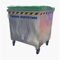Galvanized Outdoor Waste Garbage Wheelie Bin 1100 Liters - Durable Trash Container