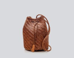 Stysion Pompom Leather Woven Bag - Whimsical Shoulder Pouch