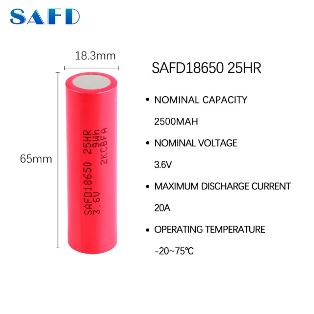 SAFD 18650 25HR 3.6V 2500mAh Lithium Ion Cell - Reliable Power